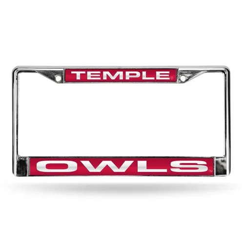 Rico Temple Owls Laser Chrome 12 X 6 License Plate Frame Fcl210901