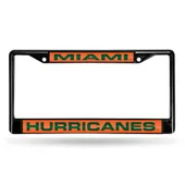 Rico Miami Hurricanes Black Laser Chrome 12 X 6 License Plate Frame Fclb100301