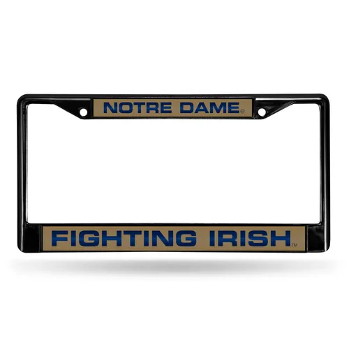 Rico Notre Dame Fighting Irish Black Laser Chrome 12 X 6 License Plate Frame Fclb200301