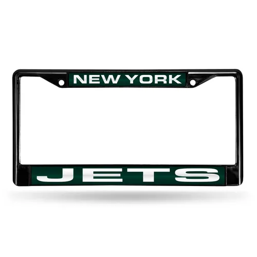 Rico New York Jets Black Laser Chrome 12 X 6 License Plate Frame Fclb2201