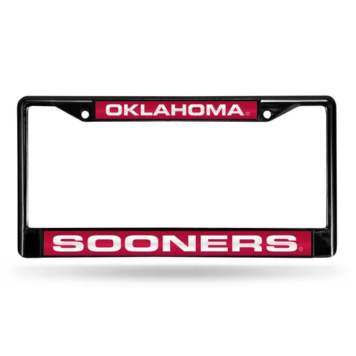 Rico Oklahoma Sooners Black Laser Chrome 12 X 6 License Plate Frame Fclb230201
