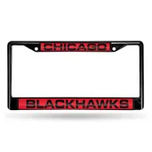 Rico Chicago Blackhawks Black Laser Chrome 12 X 6 License Plate Frame Fclb7702