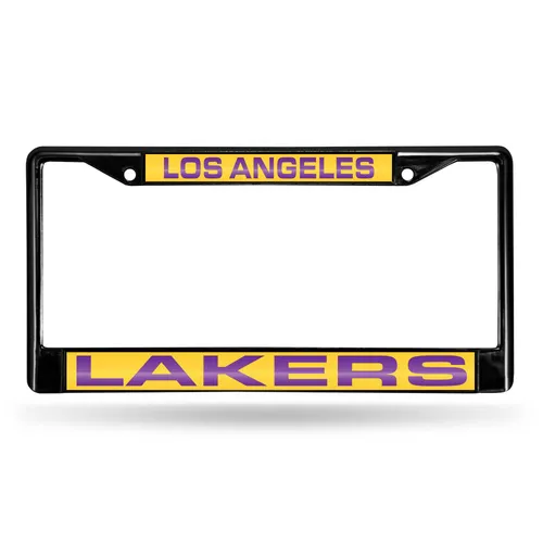 Rico Los Angeles Lakers Black Laser Chrome 12 X 6 License Plate Frame Fclb82001