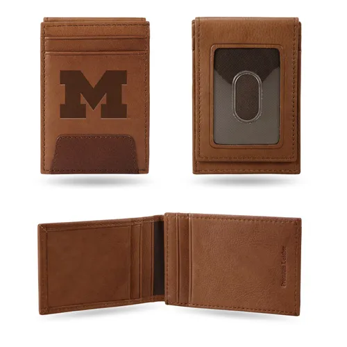 Sparo Michigan Wolverines Genuine Leather Front Pocket Wallet Fpw220001