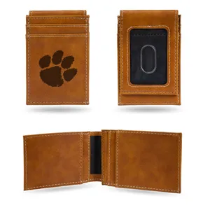 Rico Clemson Tigers Brown Laser Engraved Front Pocket Wallet Lefpw120201br