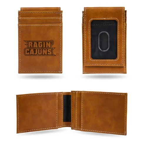 Rico Louisiana-Lafayette Ragin Cajuns Brown Laser Engraved Front Pocket Wallet Lefpw170301br