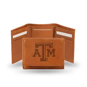 Rico Texas A&M Aggies Genuine Leather Pecan Tri-Fold Wallet Str260206