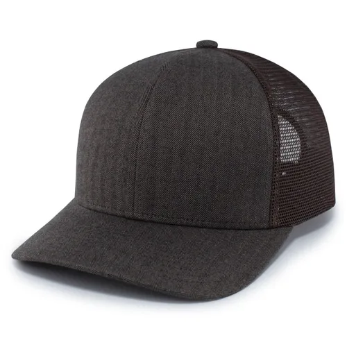 Pacific Headwear Herringbone Trucker Cap P124. Embroidery is available on this item.