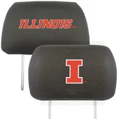 Fan Mats Illinois Illini Embroidered Head Rest Cover Set - 2 Pieces