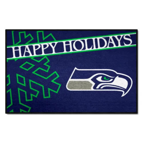 Fan Mats Seattle Seahawks Starter Accent Rug - 19In. X 30In. Happy Holidays Starter Mat