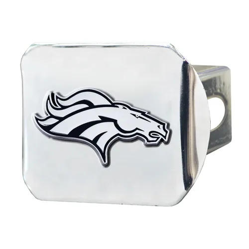 Fan Mats Denver Broncos Chrome Metal Hitch Cover With Chrome Metal 3D Emblem