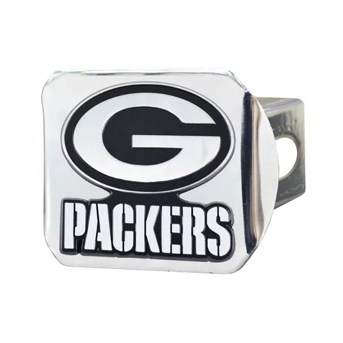 Fan Mats Green Bay Packers Chrome Metal Hitch Cover With Chrome Metal 3D Emblem