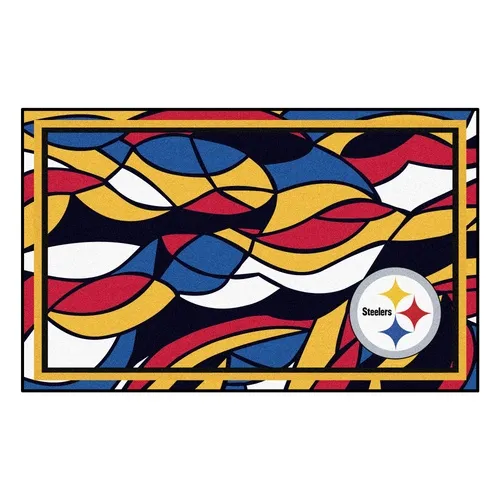 Fan Mats Pittsburgh Steelers 4Ft. X 6Ft. Plush Area Rug Xfit Design