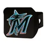 Fan Mats Miami Marlins Black Metal Hitch Cover - 3D Color Emblem