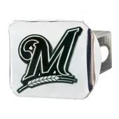 Fan Mats Milwaukee Brewers Chrome Metal Hitch Cover With Chrome Metal 3D Emblem