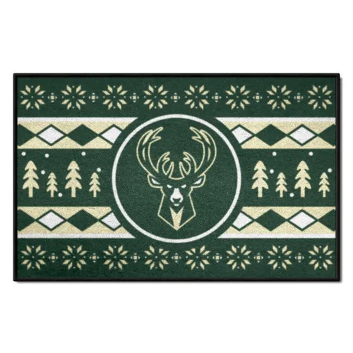 Fan Mats Milwaukee Bucks Holiday Sweater Starter Accent Rug - 19In. X 30In.