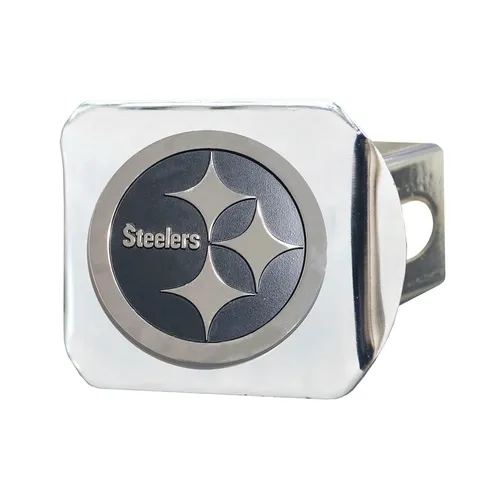 Fan Mats Pittsburgh Steelers Chrome Metal Hitch Cover With Chrome Metal 3D Emblem