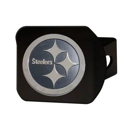 Fan Mats Pittsburgh Steelers Black Metal Hitch Cover With Metal Chrome 3D Emblem