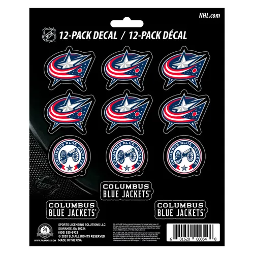 Fan Mats Columbus Blue Jackets 12 Count Mini Decal Sticker Pack