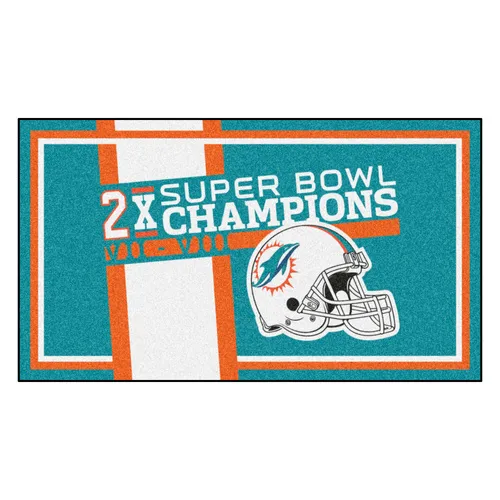 Fan Mats Miami Dolphins Dynasty 3Ft. X 5Ft. Plush Area Rug