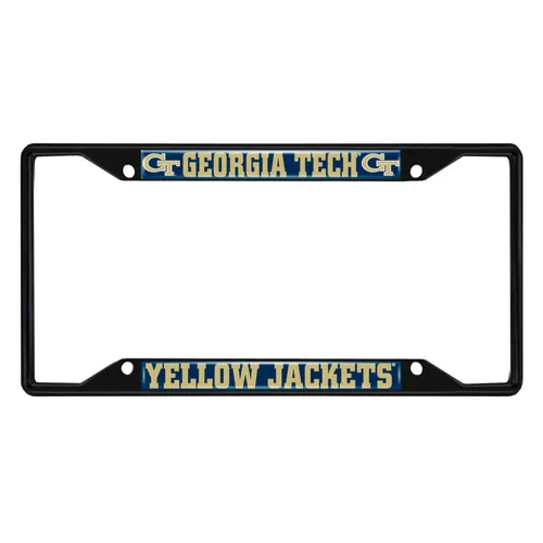 Fan Mats Georgia Tech Yellow Jackets Metal License Plate Frame Black Finish
