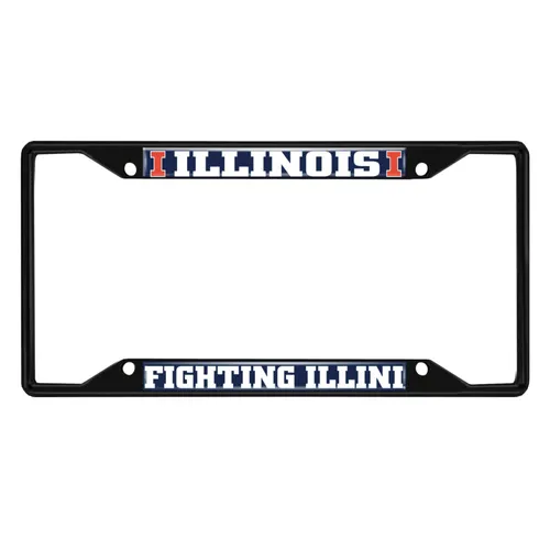 Fan Mats Illinois Illini Metal License Plate Frame Black Finish