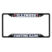 Fan Mats Illinois Illini Metal License Plate Frame Black Finish