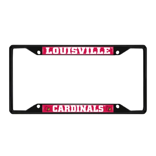 Fan Mats Louisville Cardinals Metal License Plate Frame Black Finish