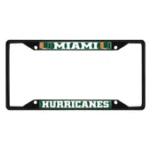 Fan Mats Miami Hurricanes Metal License Plate Frame Black Finish