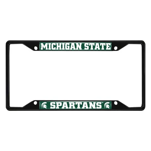 Fan Mats Michigan State Spartans Metal License Plate Frame Black Finish