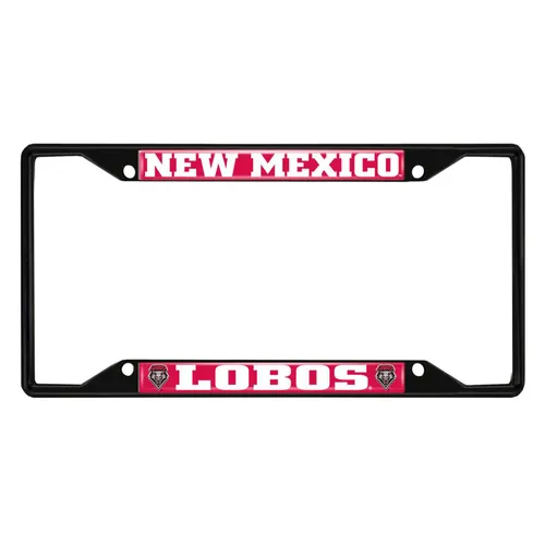 Fan Mats New Mexico Lobos Metal License Plate Frame Black Finish