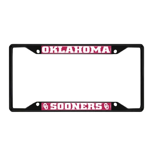 Fan Mats Oklahoma Sooners Metal License Plate Frame Black Finish