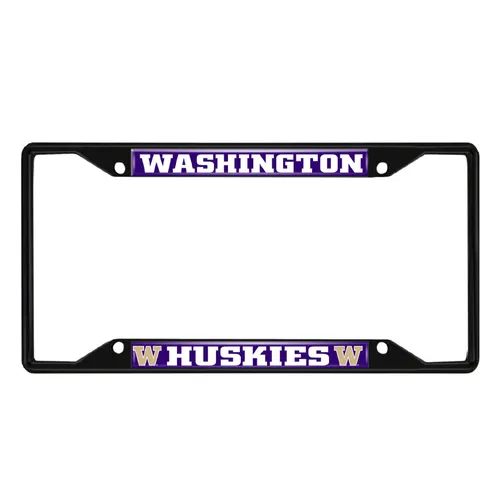 Fan Mats Washington Huskies Metal License Plate Frame Black Finish