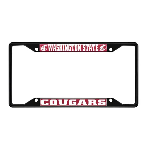 Fan Mats Washington State Cougars Metal License Plate Frame Black Finish