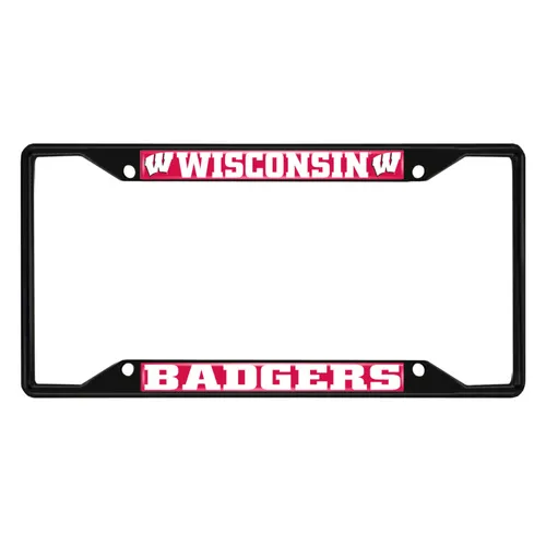 Fan Mats Wisconsin Badgers Metal License Plate Frame Black Finish
