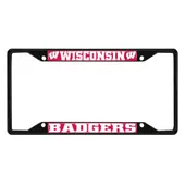 Fan Mats Wisconsin Badgers Metal License Plate Frame Black Finish