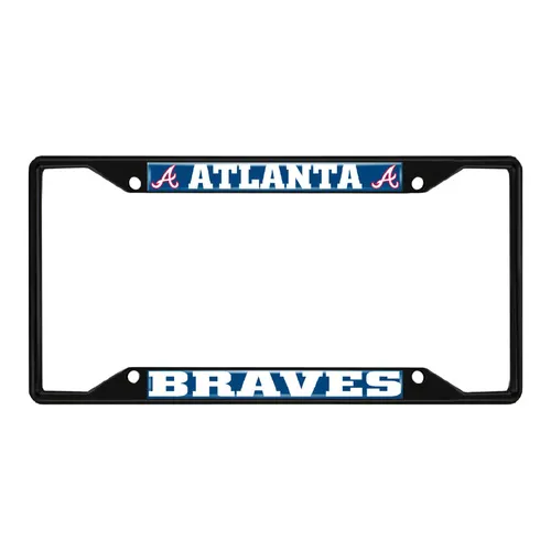 Fan Mats Atlanta Braves Metal License Plate Frame Black Finish