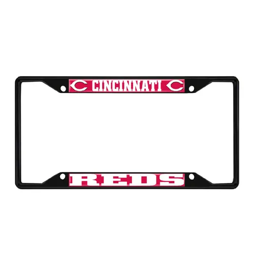 Fan Mats Cincinnati Reds Metal License Plate Frame Black Finish