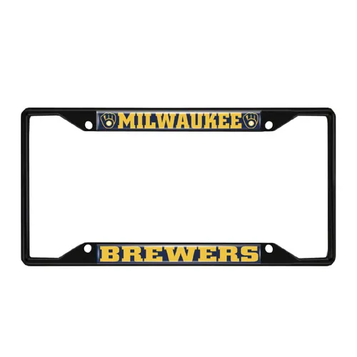 Fan Mats Milwaukee Brewers Metal License Plate Frame Black Finish