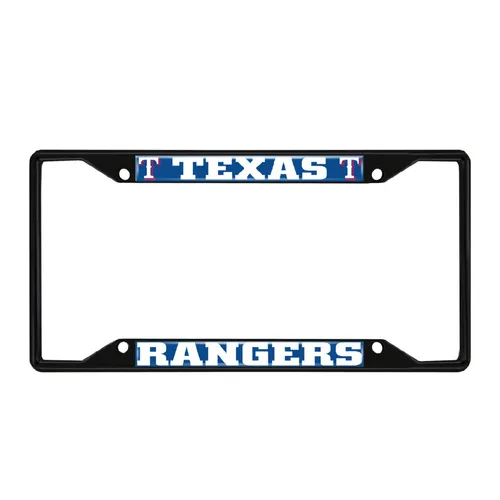 Fan Mats Texas Rangers Metal License Plate Frame Black Finish