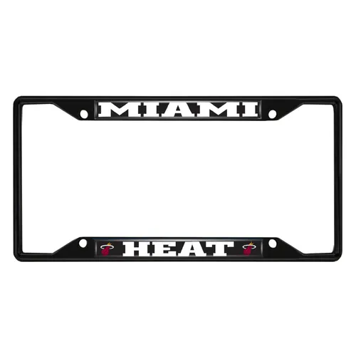 Fan Mats Miami Heat Metal License Plate Frame Black Finish