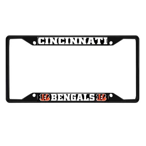 Fan Mats Cincinnati Bengals Metal License Plate Frame Black Finish
