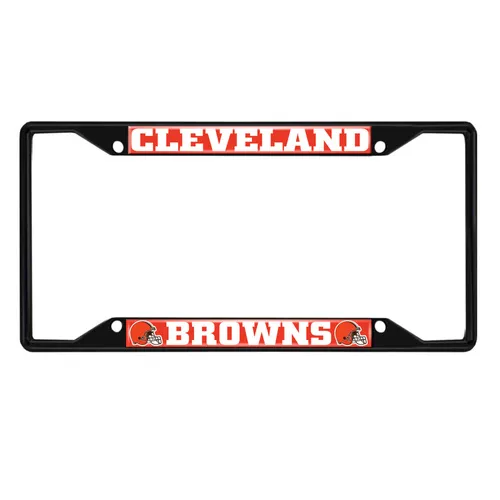 Fan Mats Cleveland Browns Metal License Plate Frame Black Finish