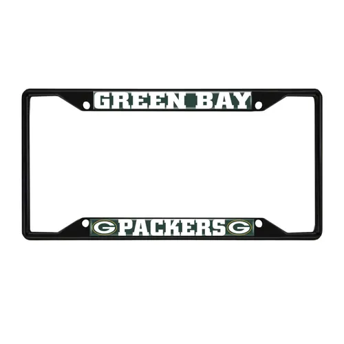 Fan Mats Green Bay Packers Metal License Plate Frame Black Finish