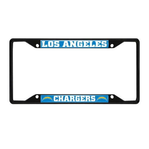 Fan Mats Los Angeles Chargers Metal License Plate Frame Black Finish