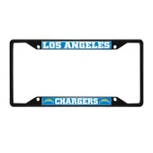 Fan Mats Los Angeles Chargers Metal License Plate Frame Black Finish