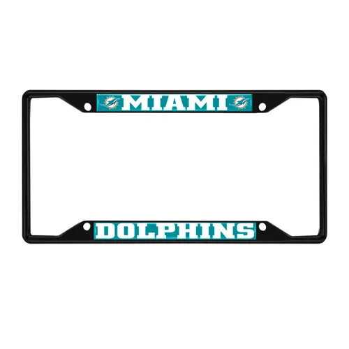 Fan Mats Miami Dolphins Metal License Plate Frame Black Finish