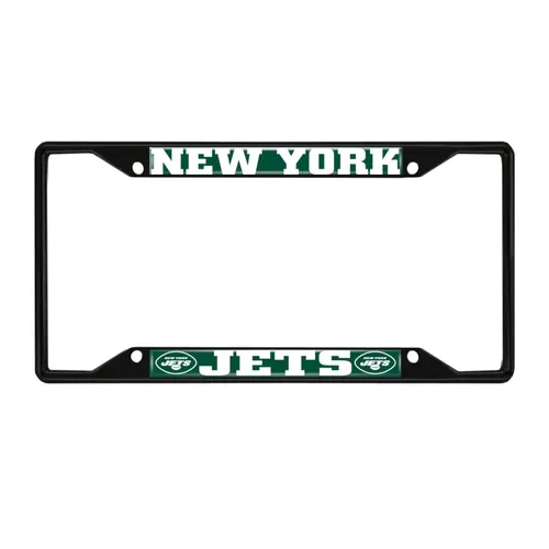 Fan Mats New York Jets Metal License Plate Frame Black Finish