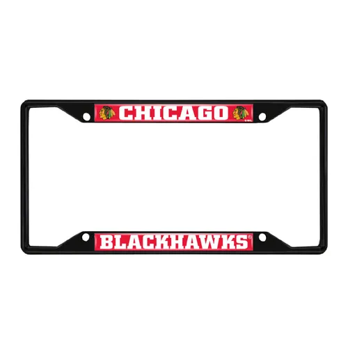 Fan Mats Chicago Blackhawks Metal License Plate Frame Black Finish