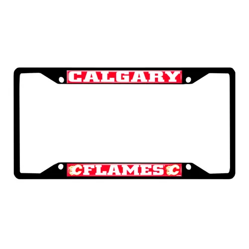 Fan Mats Calgary Flames Metal License Plate Frame Black Finish